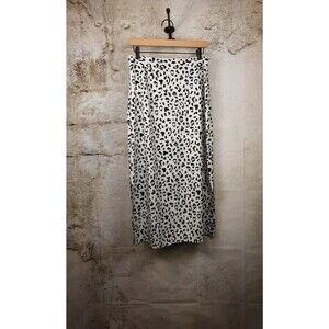Black White Leopard Print Midi Skirt – Animal Print Long Skirt